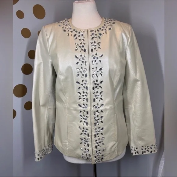 EUC Bradley Bayou Embellished Leather Jacket - Picture 2 of 9